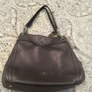 Coach Leather pewter colored bag